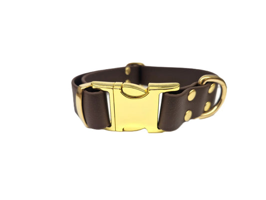 Dark Brown Metal Clasp waterproof dog collar