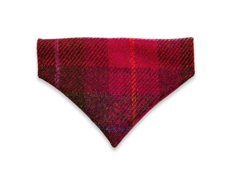 Harris Tweed Deep Fuchsia Dog Collar Bandana