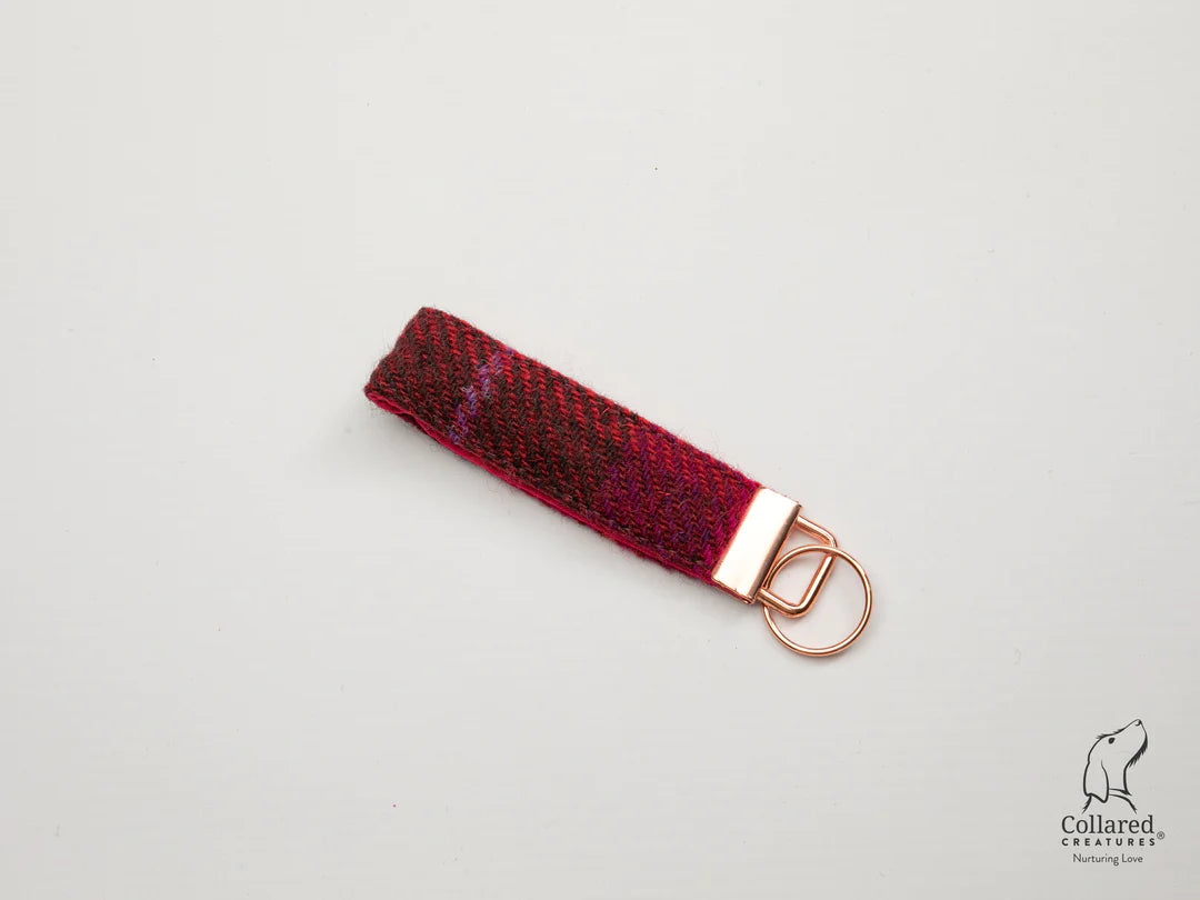 Harris Tweed Key ring Deep Fushia Check