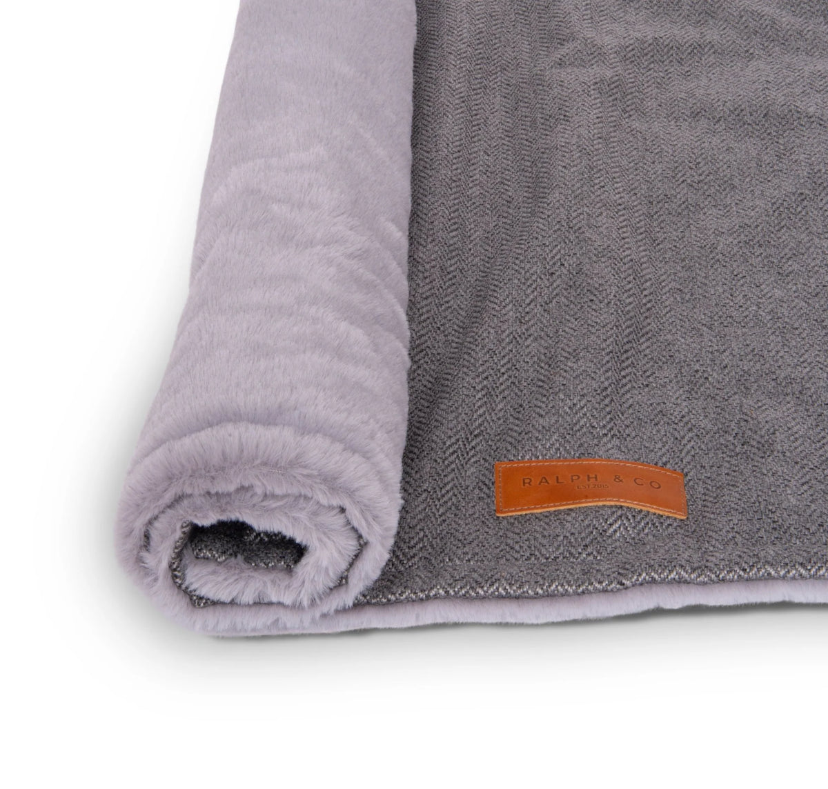 Ralph & Co Balmoral Thick Grey Tweed Dog Blanket with Reversible Faux Fur Lining