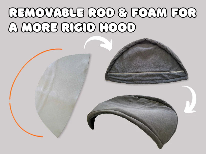 Removable hood cave bed for cats or dogs