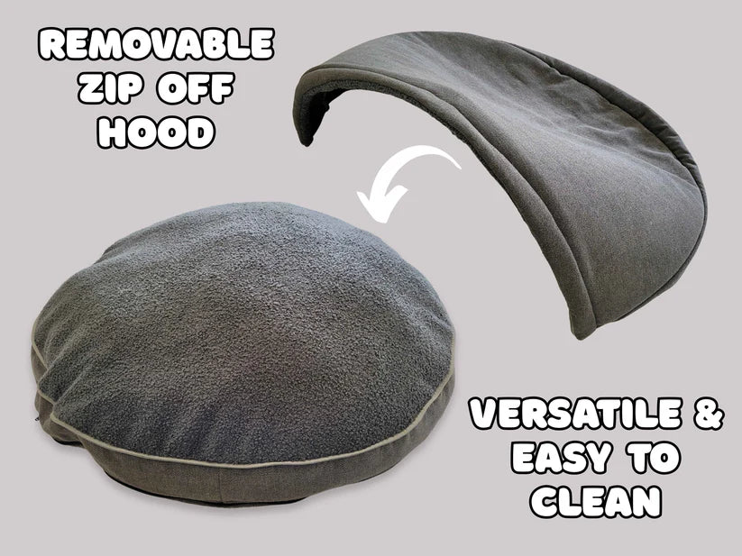 Zip off hood cave bed