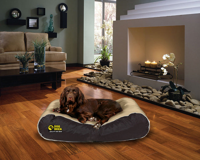 Active Waterproof Box Border Dog Bed  Beige