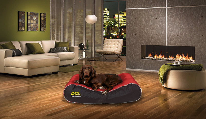 Dog Doza Waterproof Box Border Dog Bed Red