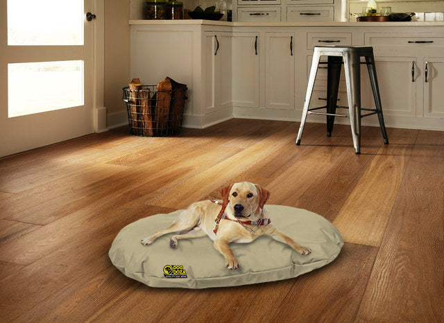 Waterproof oval dog basket inner bed beige