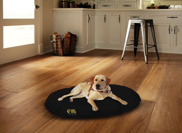 Waterproof oval dog basket inner bed black