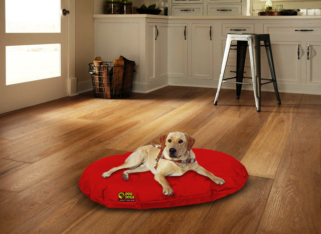 Waterproof oval dog basket inner bed Red