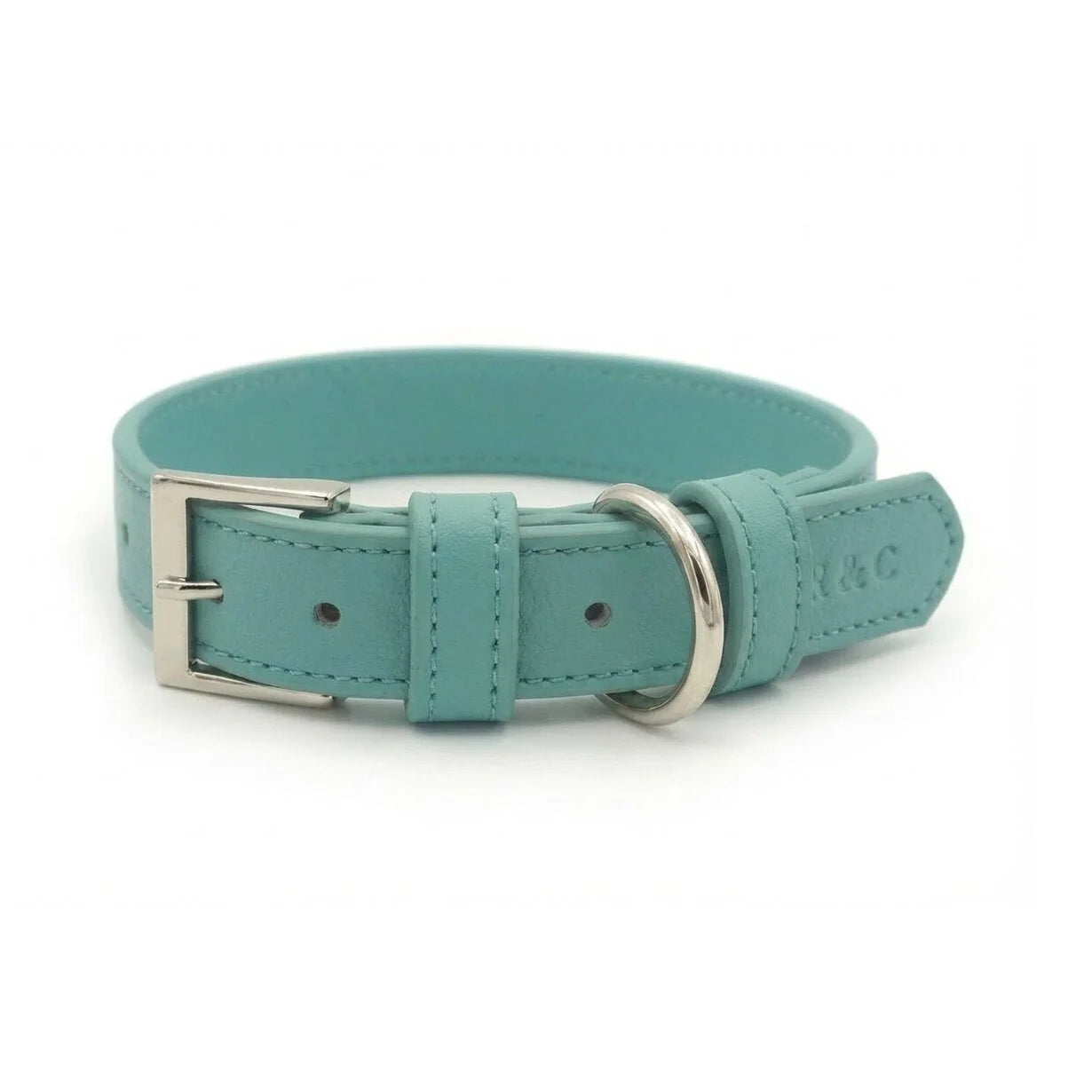 Duck Egg Blue Luxury Vegan Leather Dog Collar | Ralph & Co.