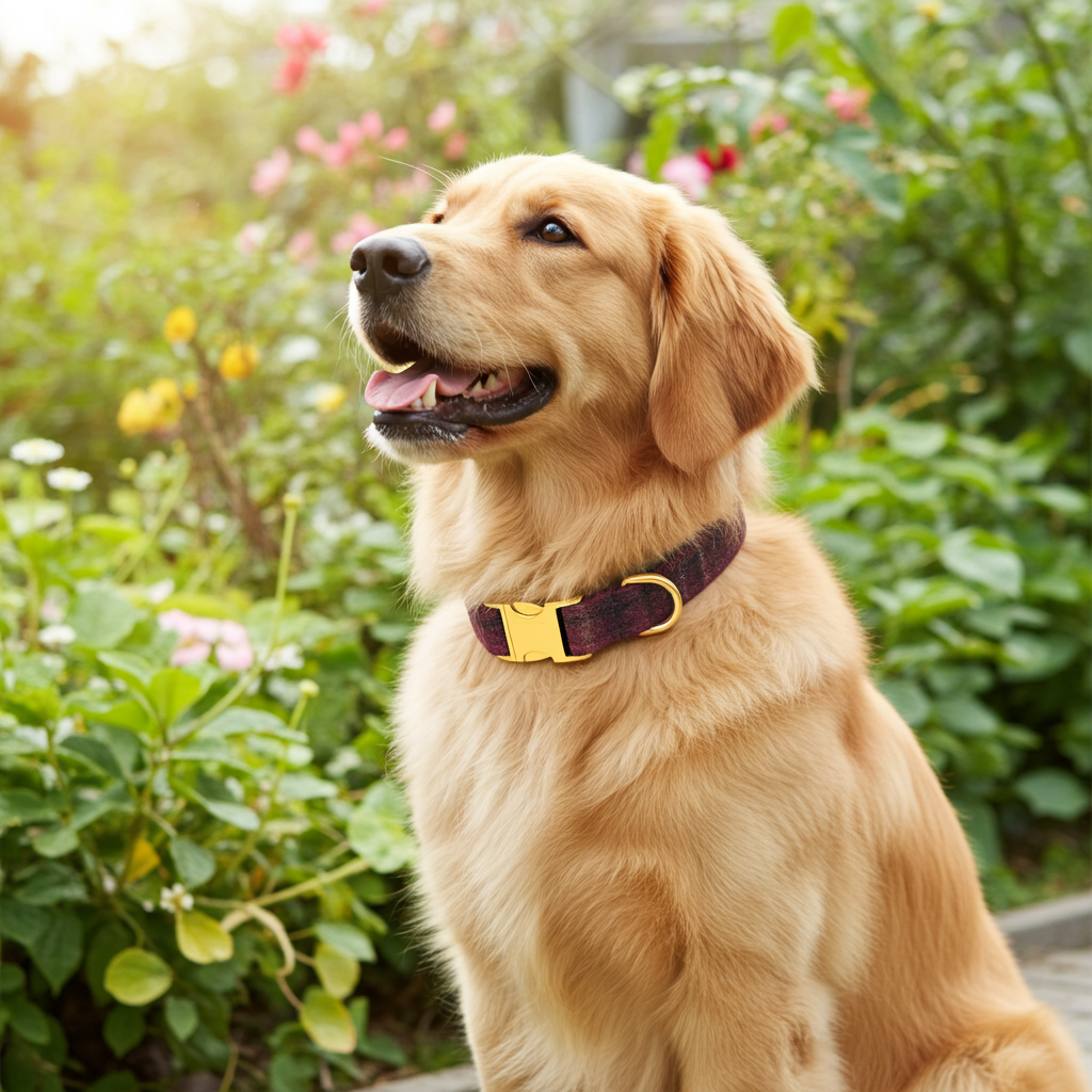 Labrador wearing a Tweed Personalised Collar