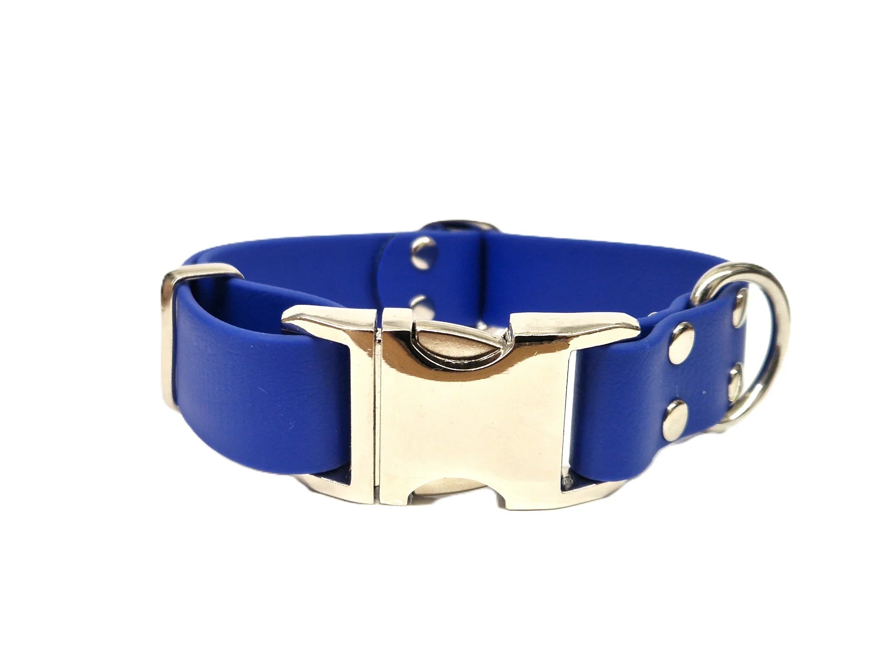 Electric Blue Waterproof Dog Collar with secure metal Clasp