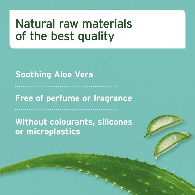 Aloe vera leaf with text on natural raw materials Fur Harmony Sensitive Dog Shampoo – Aloe Vera for Sensitive Skin
