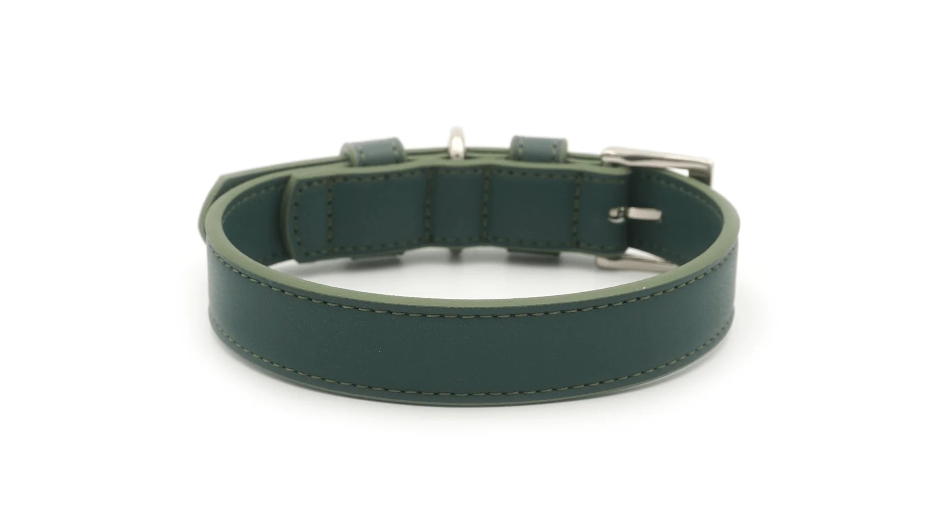 Dark Green Luxury Vegan Leather Dog Collar 