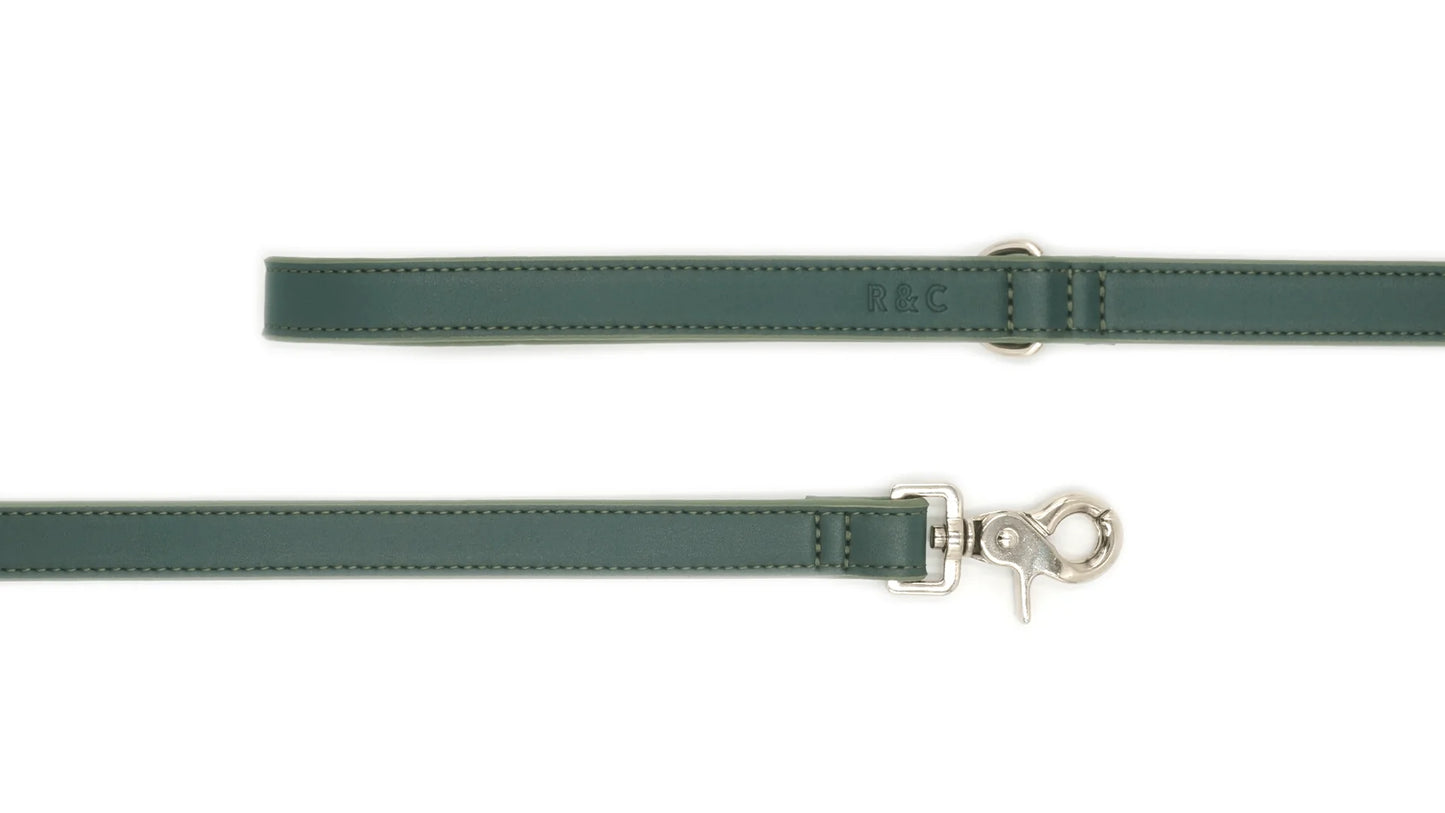Dark Green Leather Dog Lead | Vegan Leather | Ralph & Co