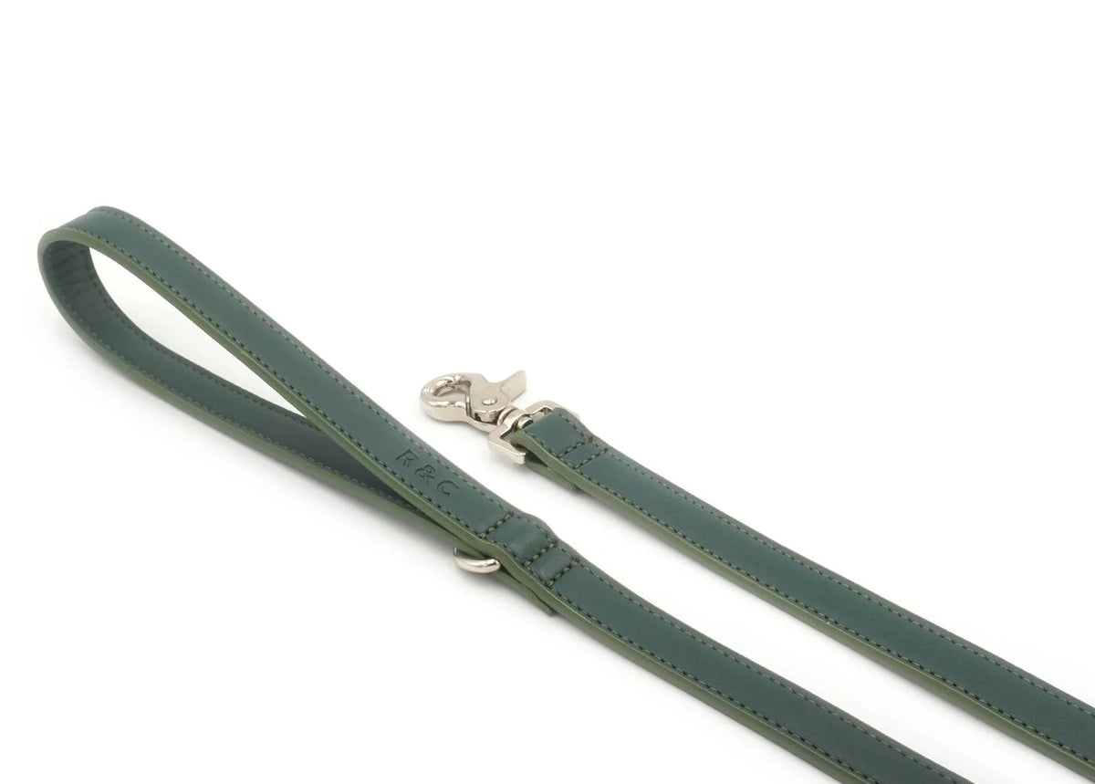 Bottle Green Leather Dog Lead | Vegan Leather | Ralph & Co