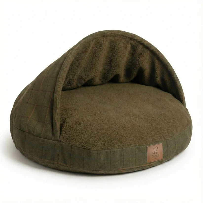 Tweed Cave Bed for Dogs by Collared Creatures