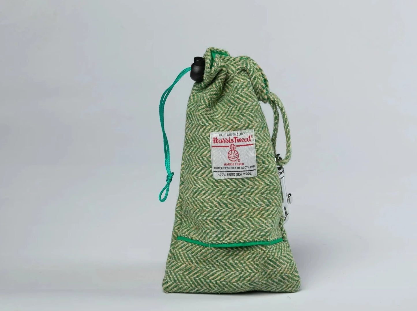 Collared Creatures Harris Tweed Treat bag Green Herringbone