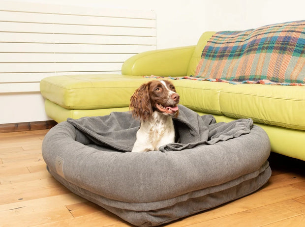 Dog Bolster Snuggle Grey Bed 