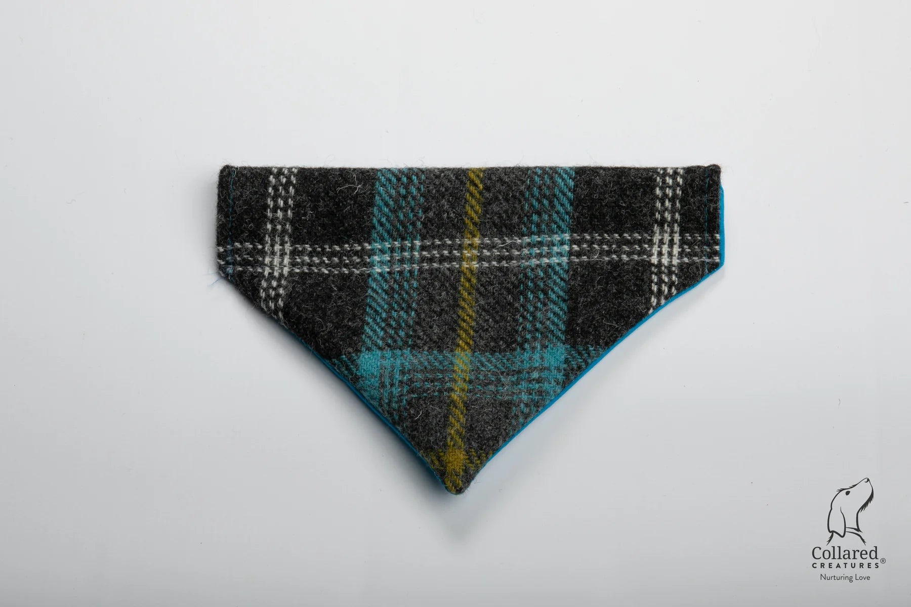 Harris tweed Dog Bandana Grey & Blue Check