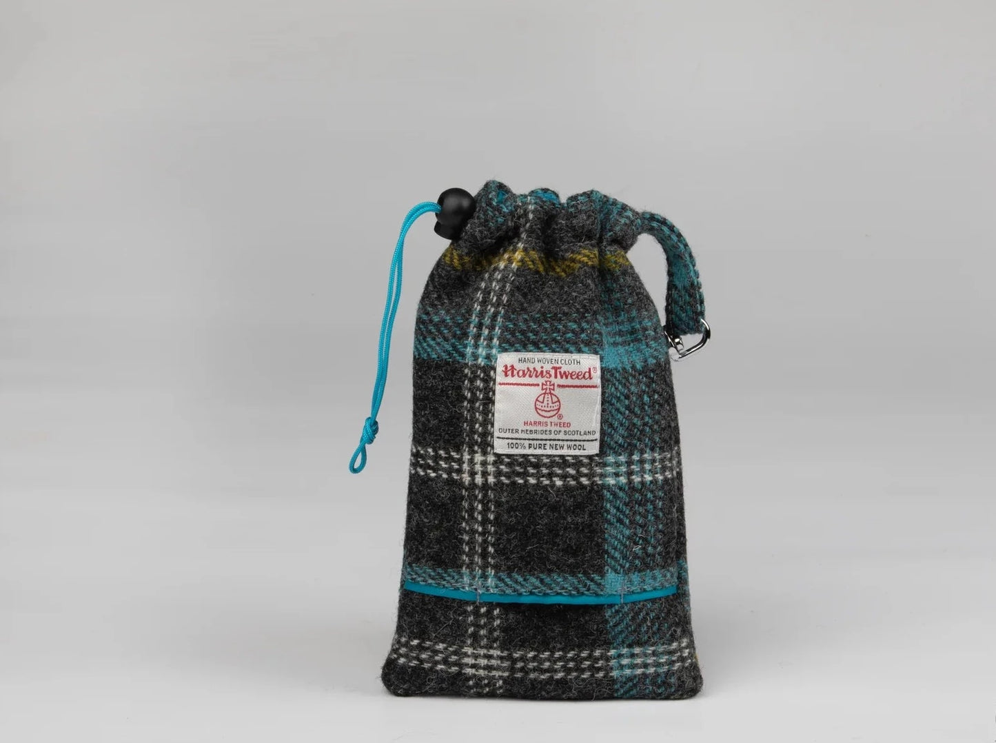 Collared Creatures Harris Tweed Treat bag Grey & Blue check