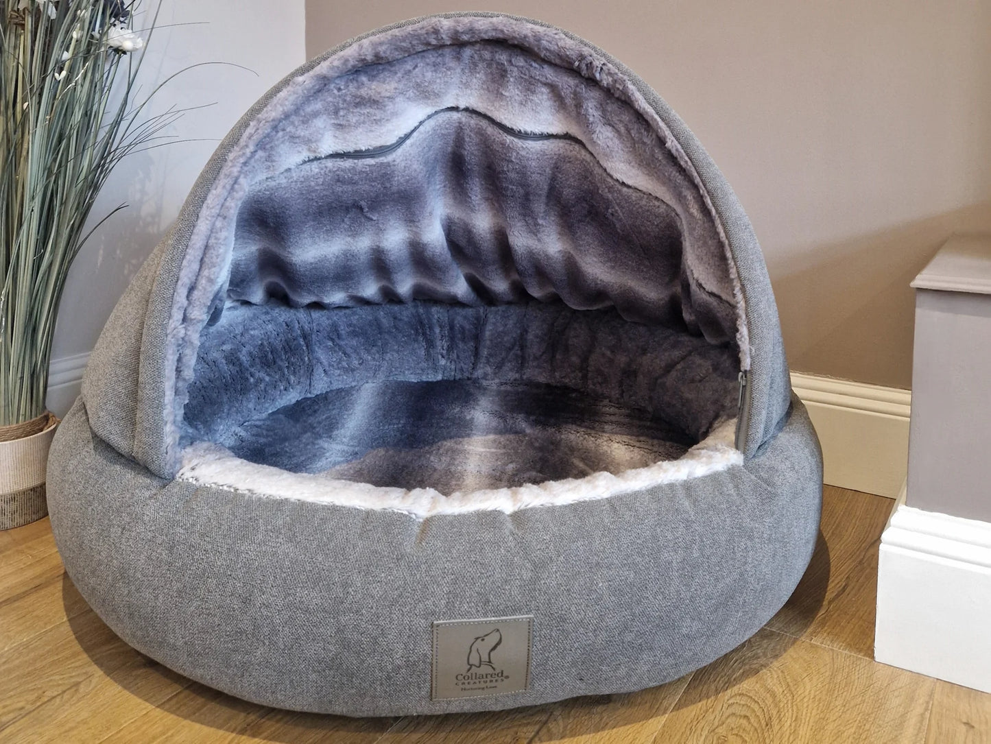 Luxury Grey Cocoon bed faux Fur