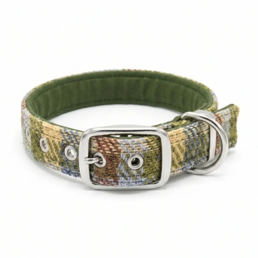 Moorland Country Check Harris Tweed Buckle Dog Collar