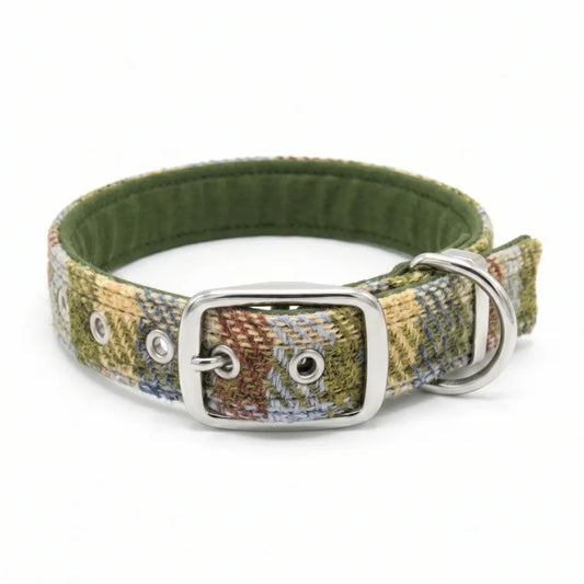 Moorland Country Check Harris Tweed Buckle Dog Collar