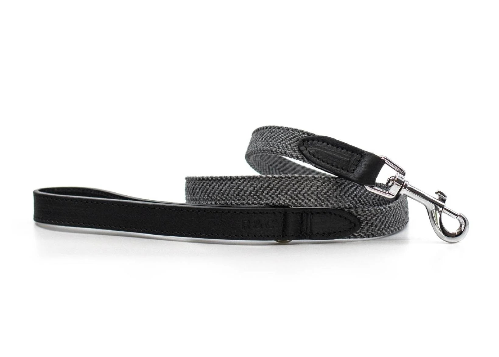 The Balmoral | Luxury Grey Herringbone & Leather Dog Lead