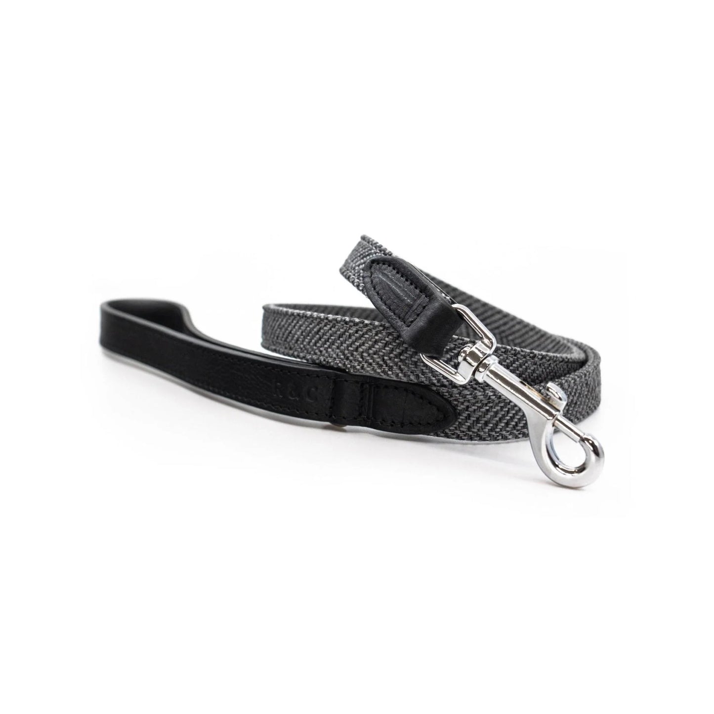 The Balmoral Luxury Grey Herringbone & Leather Dog Lead Ralph & Co