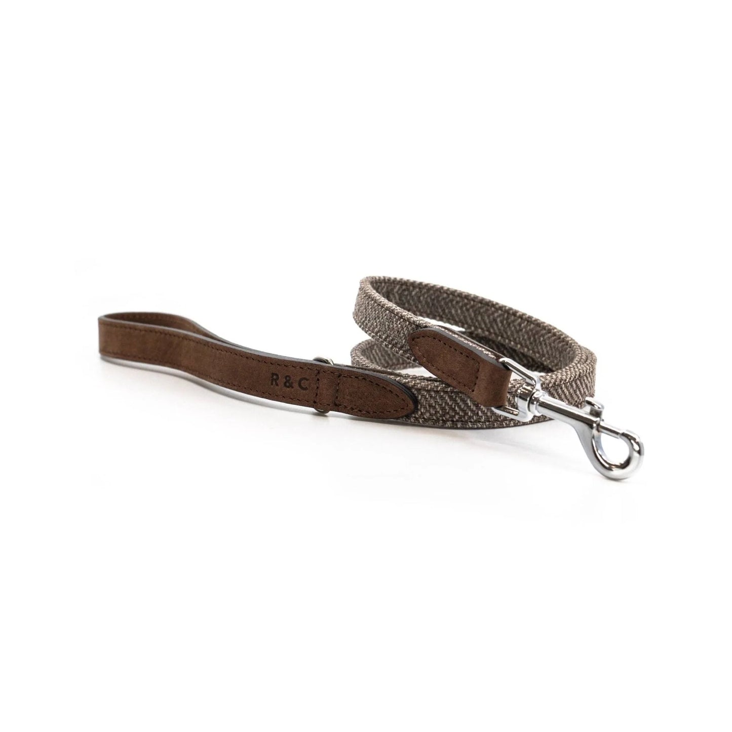 The Lincoln Luxury Tweed & Leather Dog Lead  Brown Leather