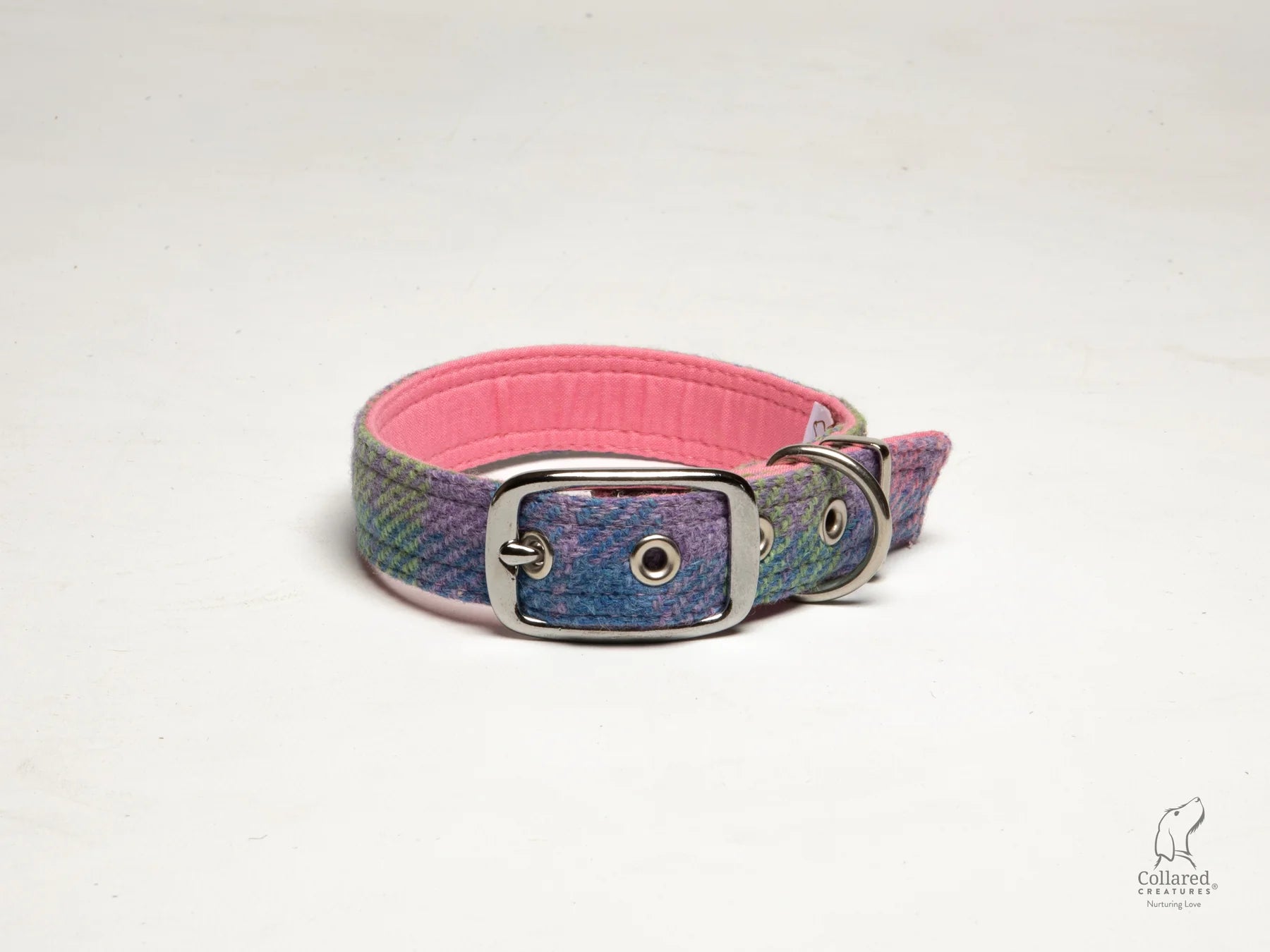 Harris tweed hydrangea check buckle collar