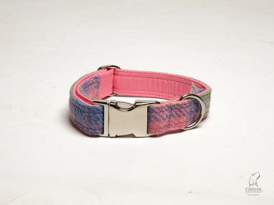 Harris Tweed dog Collar Hydrangea