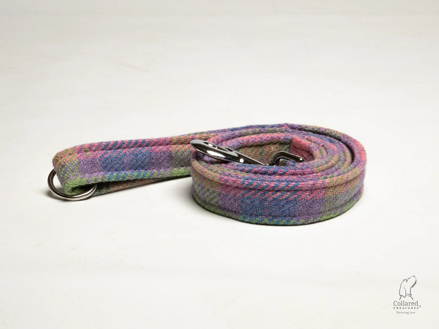 Harris Tweed dog lead Hydrangea