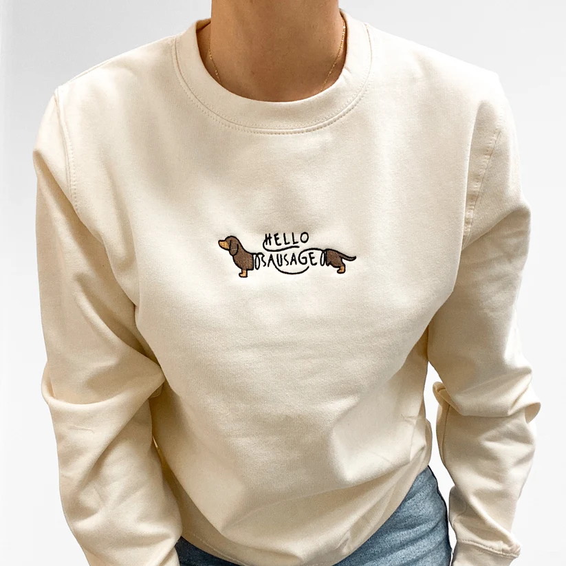 Hello Sausage Dachshund Sweatshirt – Vanilla