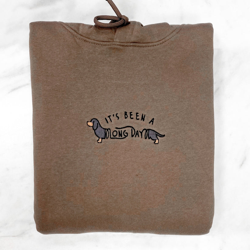 It’s Been a Long Day Dachshund Hoodie | Embroidered Hoodie - Mocha