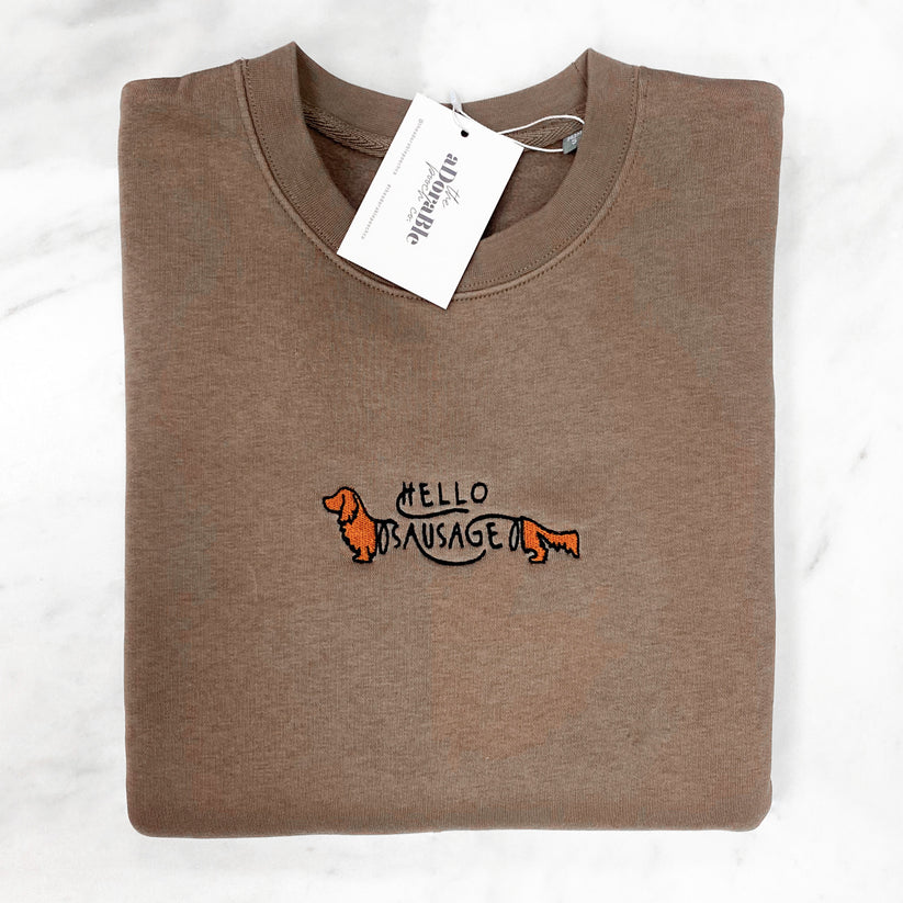 Hello Sausage Dachshund Sweatshirt – Mocha