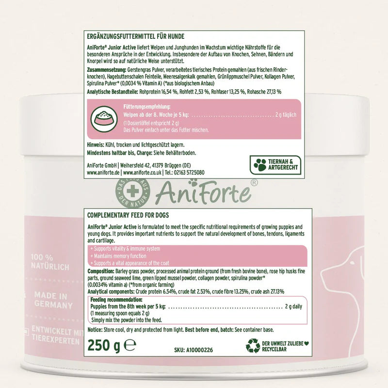 AniForte Junior Active Supplement for Puppies & Young Dogs (8 Weeks – 2 Years)