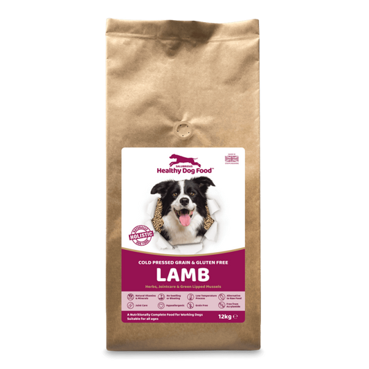 Salubrious Working Dog Food, grain and Gluten Free. Environmentally friendly packaging