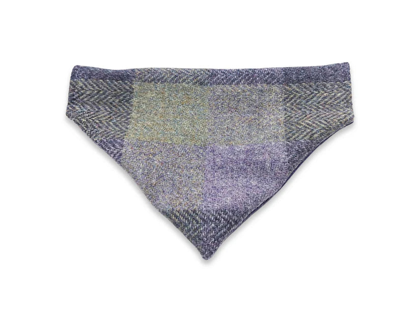 Harris Tweed Lavender Block Check  Dog Bandana