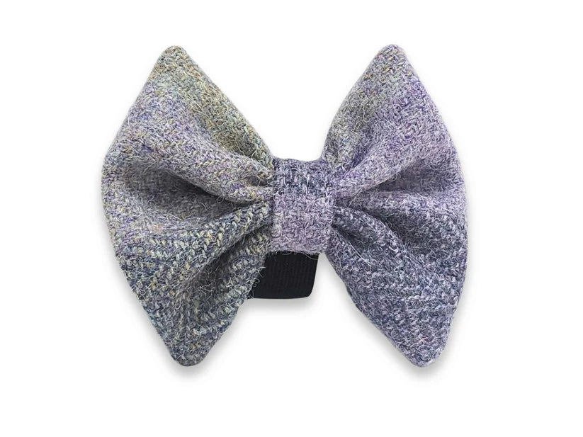 Harris Tweed Lavender Block Check  Dog Bow Tie