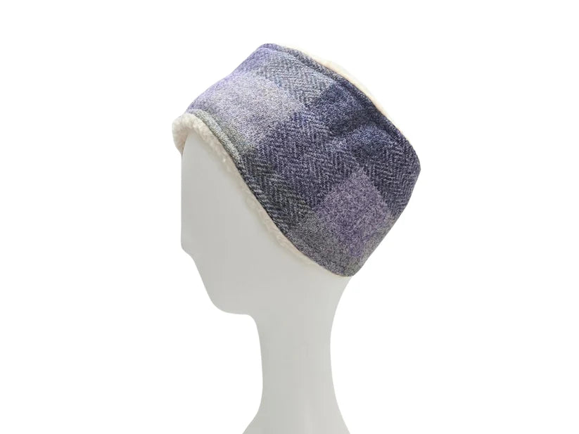Harris Tweed Lavender Block Check  Ladies Headband