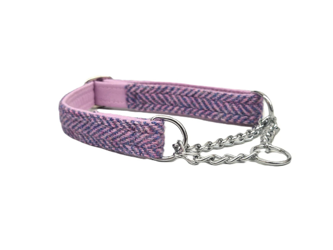 Lilac & Blue Herringbone Martingdale Half Choke Collars