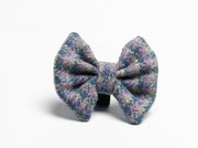 Harris tweed Dog Bow Tie lilac & Blue Check