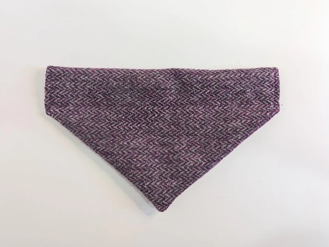 Harris Tweed Magenta & Grey herringbone dog bandana