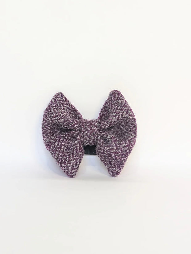 Harris Tweed Magenta & Grey herringbone bow tie