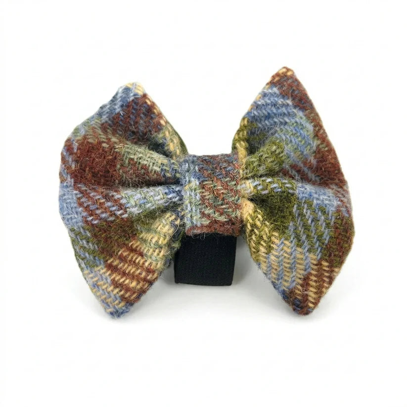 Moorland Country Check Dog Collar Bow Tie