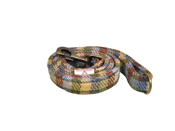 Harris tweed moorland country check dog lead