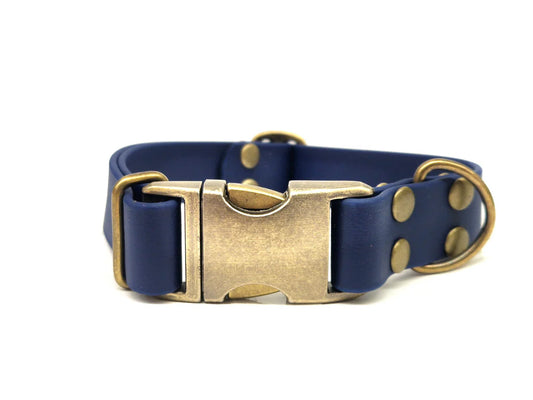 Navy Blue Waterproof Metal Clasp Dog Collar