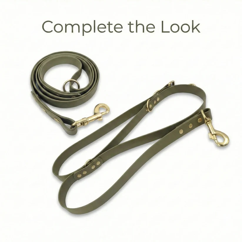 Olive 38mm Waterproof Biothane Giant Dog Collar with Matching Lead Options
