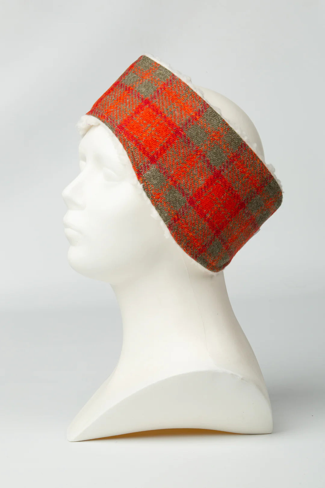 Harris Tweed Ladies Headband Orange & Olive