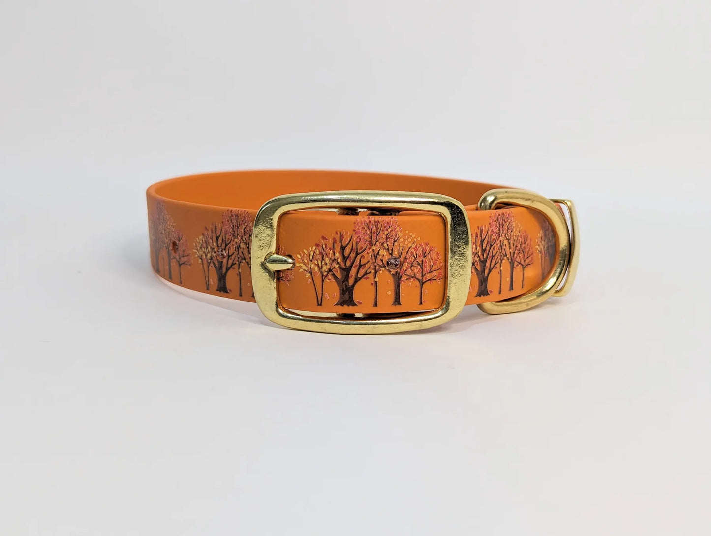 Autumn Trees Burnt Orange Waterproof dog collar